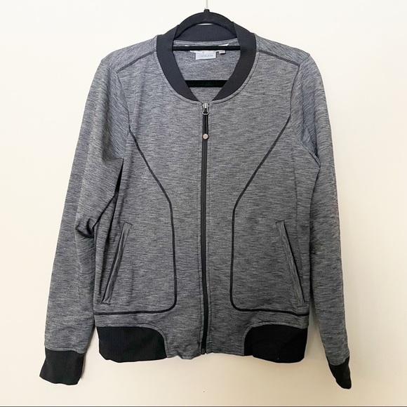 Athleta Grey and Black Bomber Zip Up Jacket - Picture 2 of 8